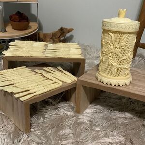 Vintage 1978 AGIFTCORP Cocktail Pick Fork Ornate Celluloid Holder Rose Lattice